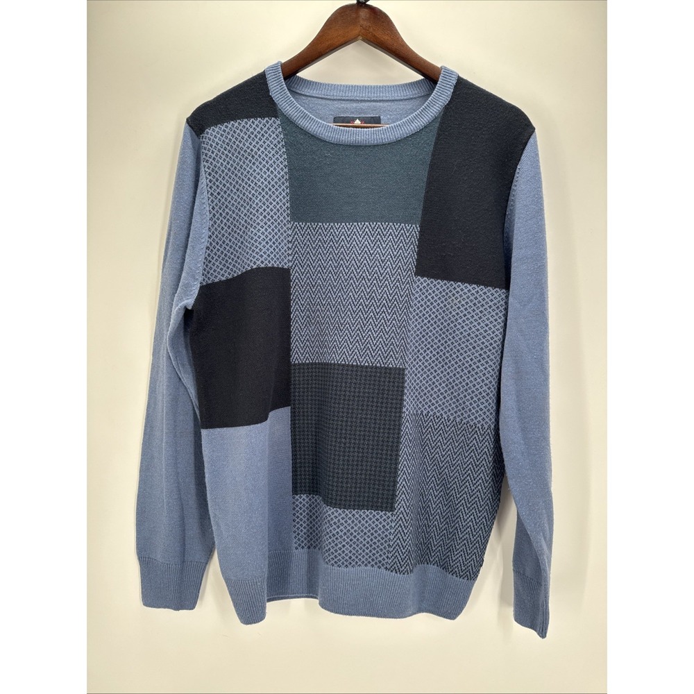 Argyleculture Russell Simmons Men's M Blue Gray Colorblock Crewneck Sweater